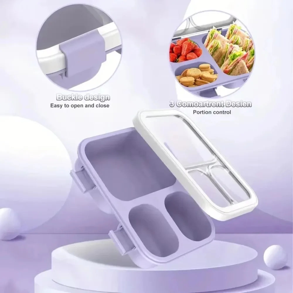 Lunch Box with Lids 3 Compartment Meal Prep Containers Reusable Leakproof Stackable Food Storage Containers for Office Travel Eagle Aerie