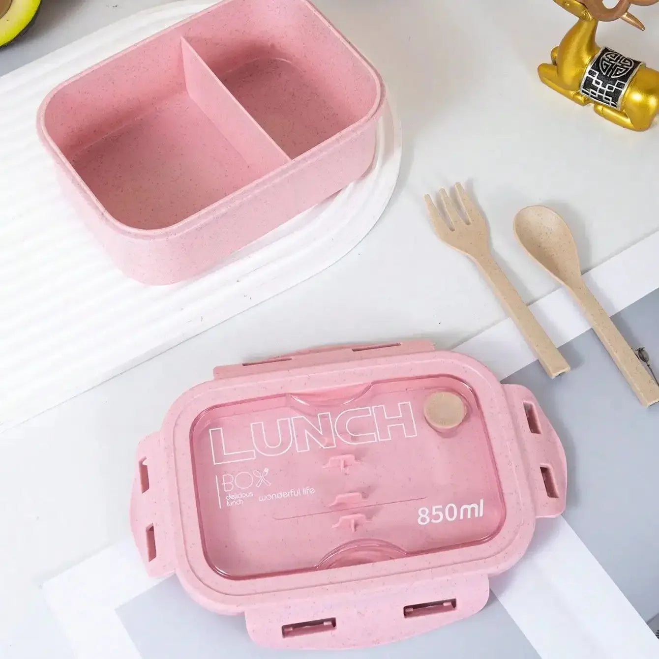 1pc-Tableware Lunch Box Can Be Microwave Heated, Wheat Straw Bento Box, Japanese Solid Color Square Sealed Lunch Box Eagle Aerie