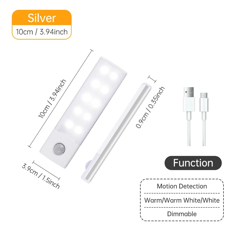 Motion Sensor Light Wireless LED Night Light USB Rechargeable Night Lamp Cabinet Wardrobe Lamp Under Backlight For Kitchen Led Eagle Beacon