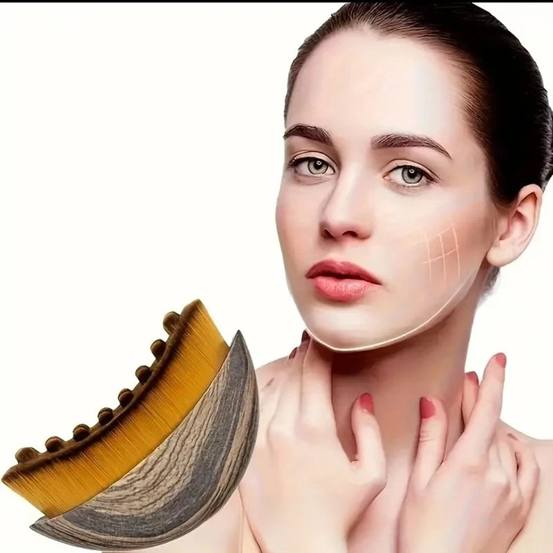 Portable Dry Facial Brush Soft Bristles Contoured Lymphatic Massage Tool Face Sculpting Device Home Spa Gentle Exfoliation Brush Eagle Beacon