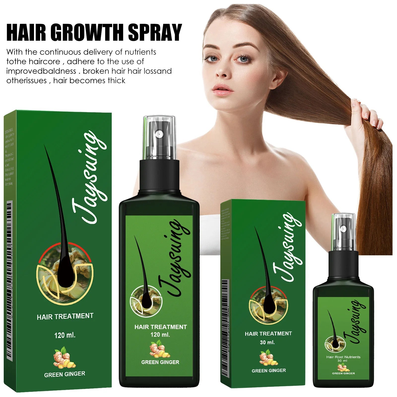 Hair Growth Spray Ginger Massage Scalp Damaged Treatment Solution Nourish Roots Fast Grow Anti Hair Loss Serum Beauty Health Eagle Beacon