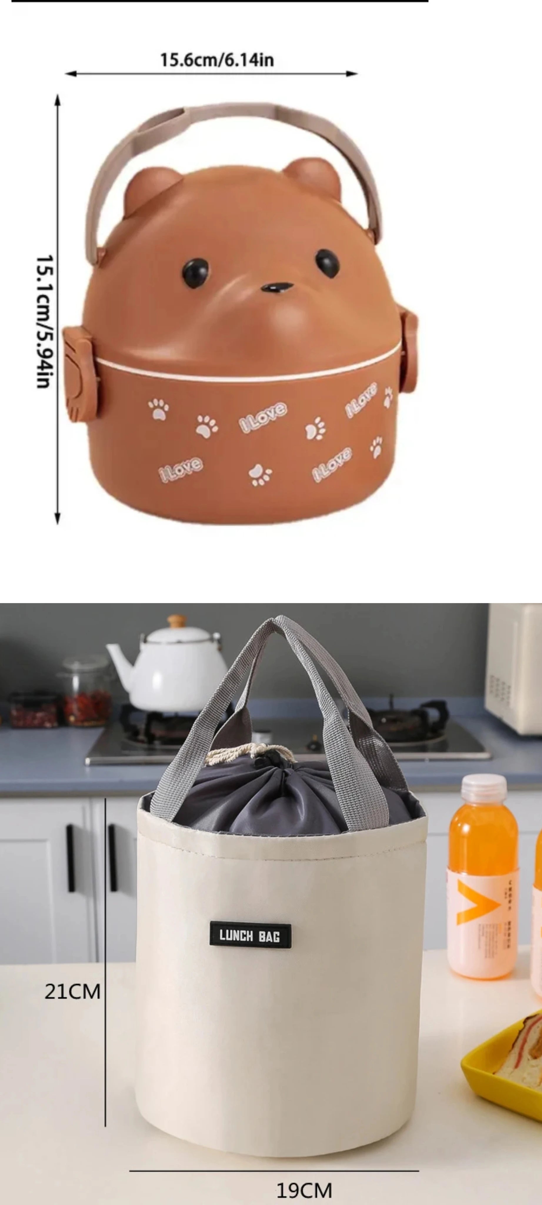 Lunch Box Portable Insulated Lunch Container Set Stackable Bento Cartoon Eyeglass Bear Shape Food Storage Container For Kids Eagle Aerie