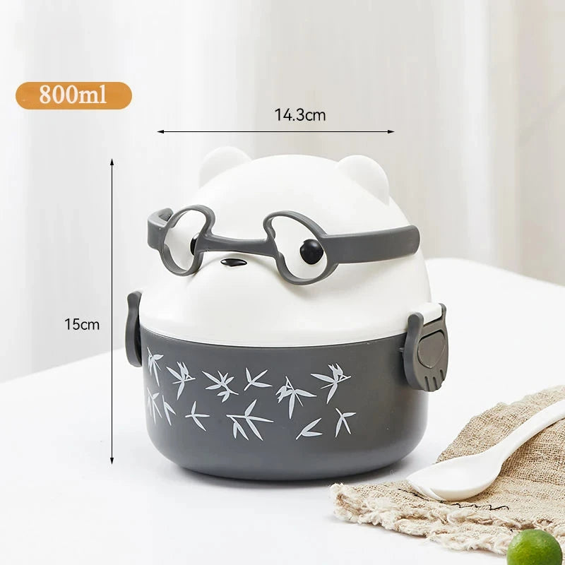 Lunch Box Portable Insulated Lunch Container Set Stackable Bento Cartoon Eyeglass Bear Shape Food Storage Container For Kids Eagle Aerie