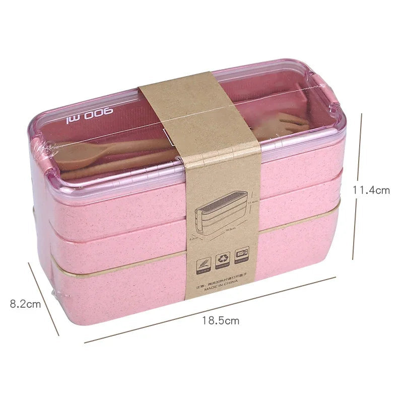 Healthy Material Lunch Box 3 Layer Wheat Straw Bento Boxes Microwave Dinnerware Food Storage Container Lunchbox 900ml Eagle Aerie