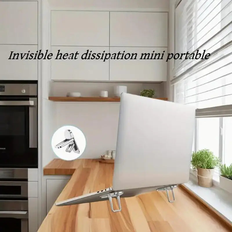 2PCS Mini Foldable Laptop Stand Portable Computer Keyboard Riser with 2 Adjustable Angles Self-Adhesive Invisible Notebook Stand Eagle Beacon