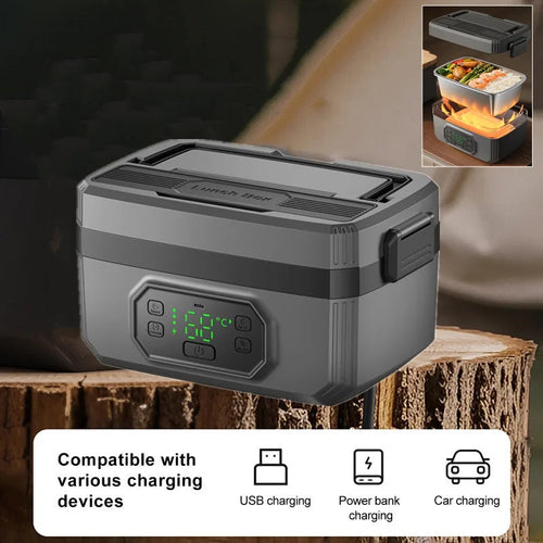 1.6L Portable USB Electric Heated Warm Lunch Box Camping Insulated Lunch Box Rechargeable Heated Unplugged Rice Cooker Eagle Aerie