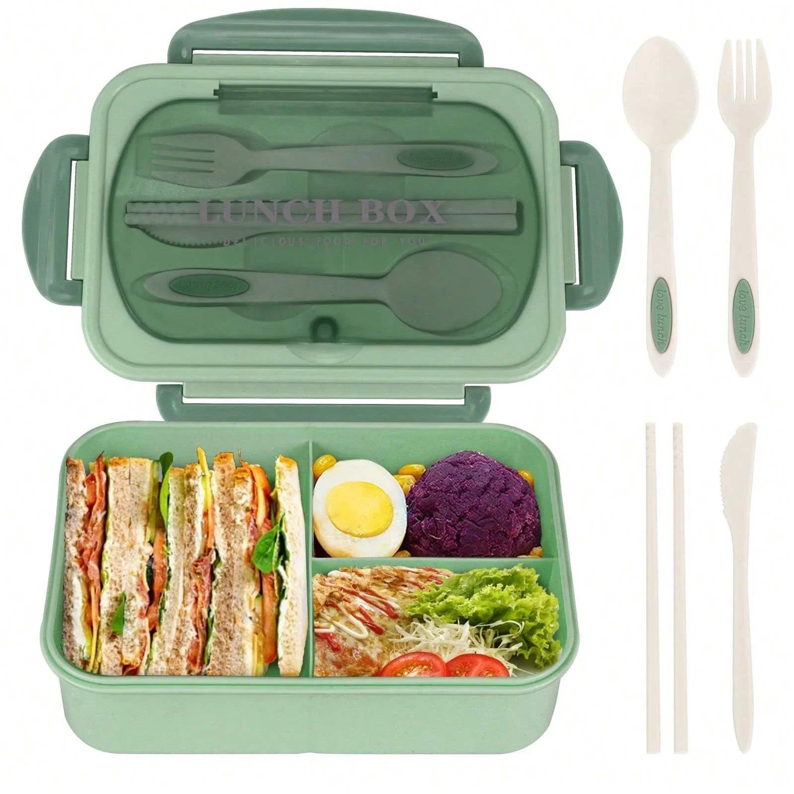 Bento Box Adult Lunch Box, Containers For Adults Men Women With 4 Compartments, Lunchable Food Container Back To School Eagle Aerie
