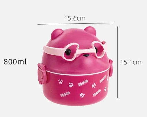 Lunch Box Portable Insulated Lunch Container Set Stackable Bento Cartoon Eyeglass Bear Shape Food Storage Container For Kids Eagle Aerie