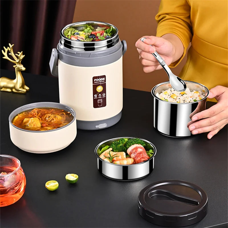 USB Electric Heated Lunch Boxes Stainless Steel Food Warmer Container Thermal Jar for Hot Food Thermal Boxes for Office School Eagle Aerie