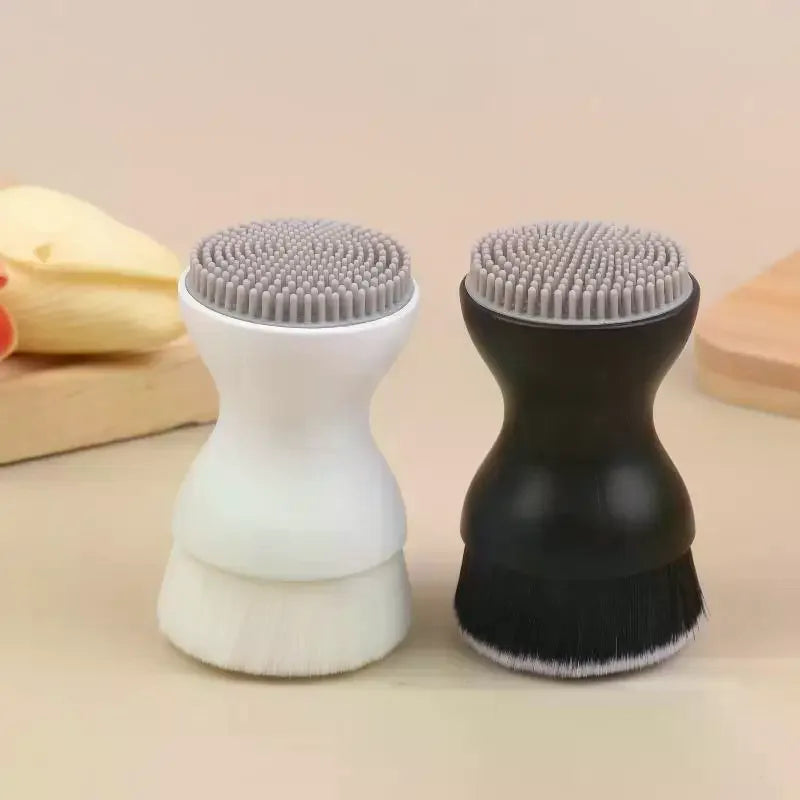Double-Sided Mini Manual Facial Cleansing Brush Silicone Massage Face Brush Soft Bristles Handheld Cleaning Device Pore Cleaner Eagle Beacon
