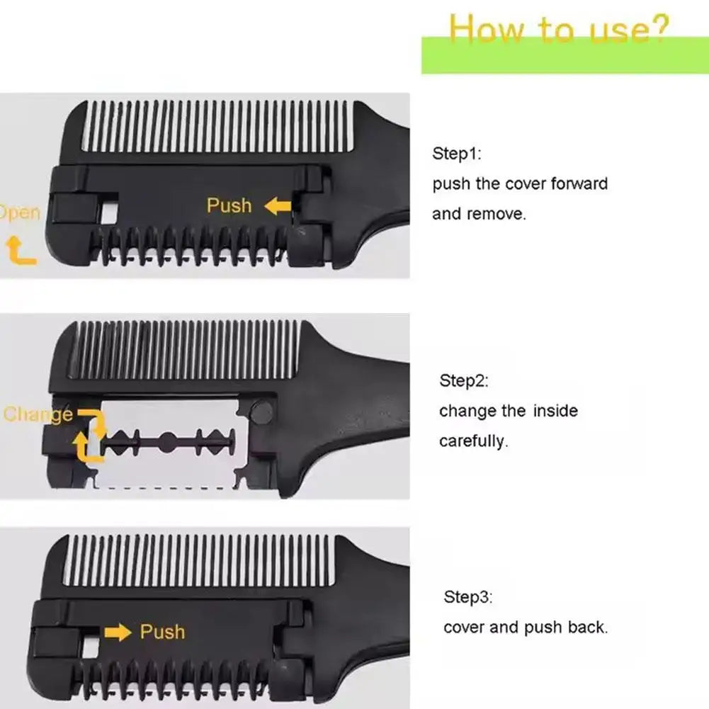 Haircut Brush With Razor Blades Haircut Comb Shaving Hair Trimmer Cutting Thinning Tools Barbershop Hairs Salon Styling Tools Eagle Beacon