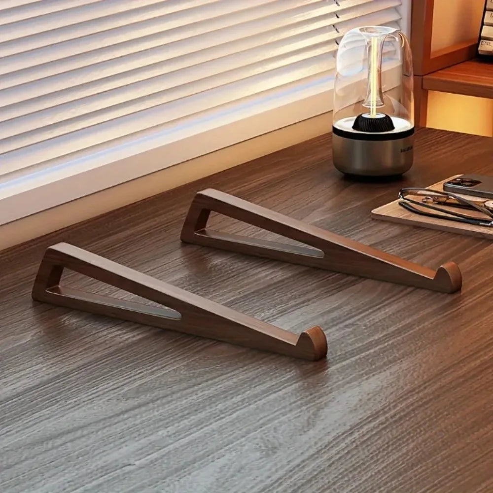 Portable Foldable Wooden Laptop Stand-Ergonomic 12° Adjustable Angle, Cooling Ventilation Triangular Design,Office Accessory Eagle Beacon