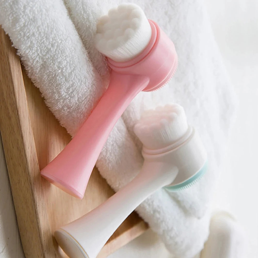 1Pc 2-in-1 Facial Cleansing Brush Manual Silicone Double Sided Soft Face Wash Brush Bristles Exfoliator Skin Care Eagle Beacon