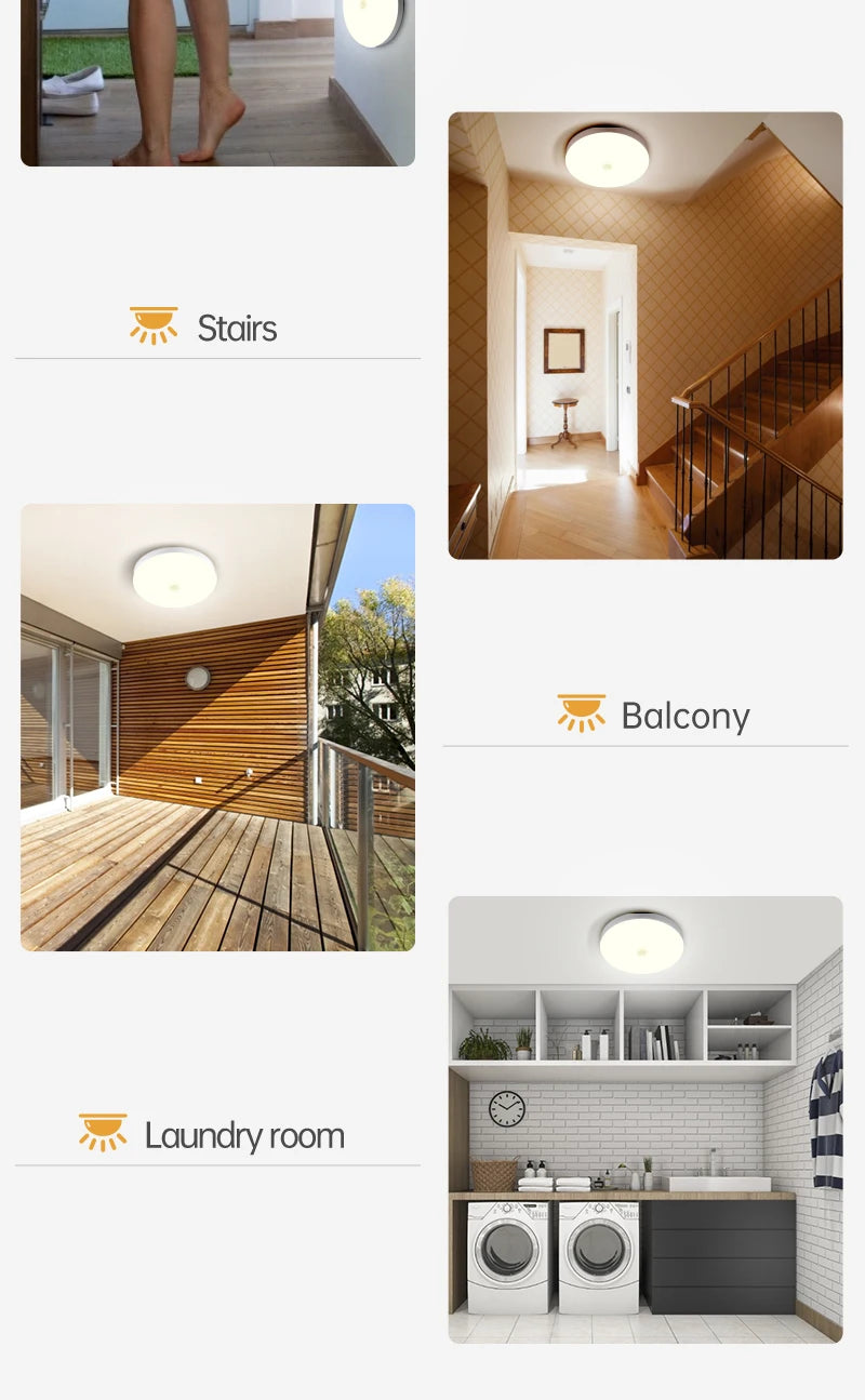 Motion Sensor Ceiling Light Modern Smart Sensor LED Lamp Human Infrared Sensing Lamp Indoor for Garage Corridor Lighting Fixture Eagle Beacon