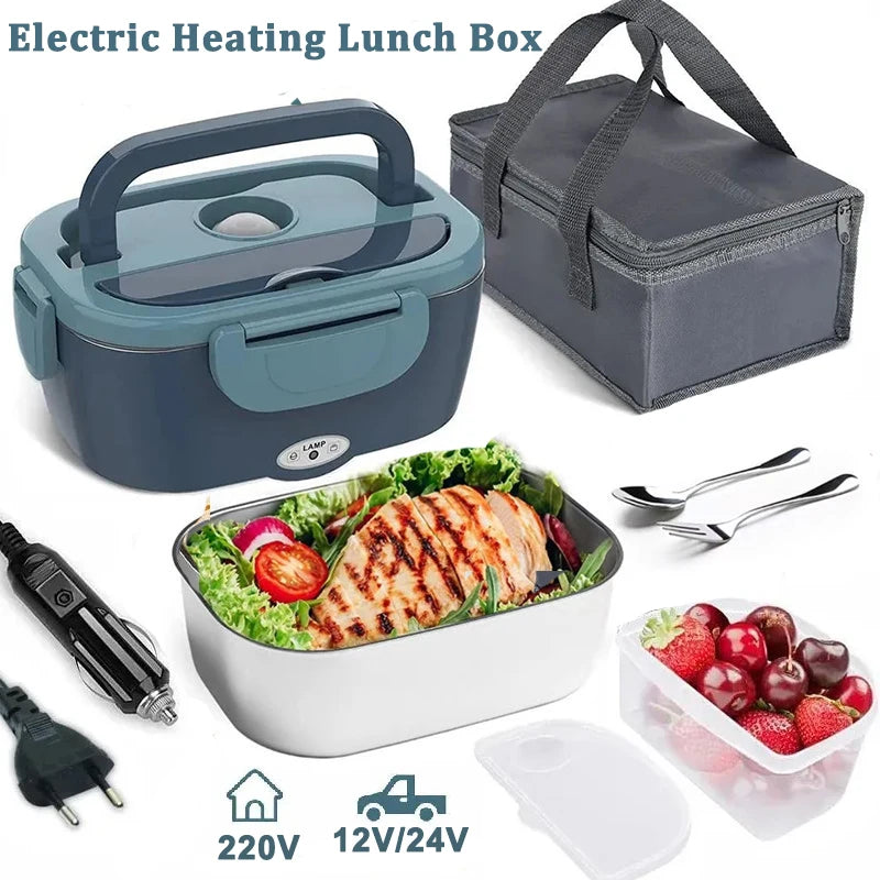 Electric Heated Insulated Lunch Box with Removable Stainless Steel Container, Portable Food Warmer for Car Office School Eagle Aerie