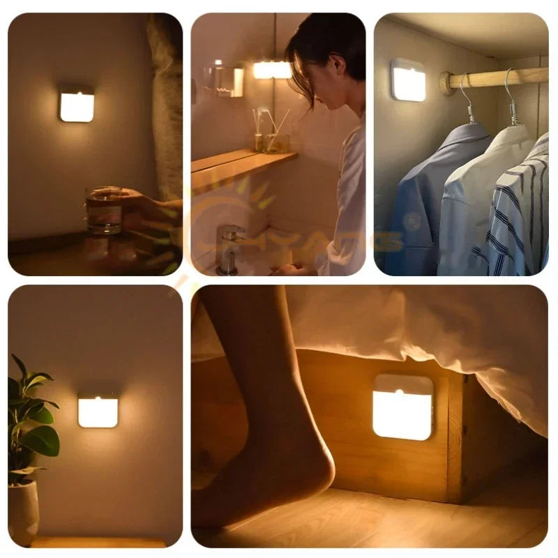 Motion Sensor Light USB Night Light LED Lamp With Switch Rechargeable Inductor Lights For Kitchen Stairs Hallway Closet Bedroom Eagle Beacon