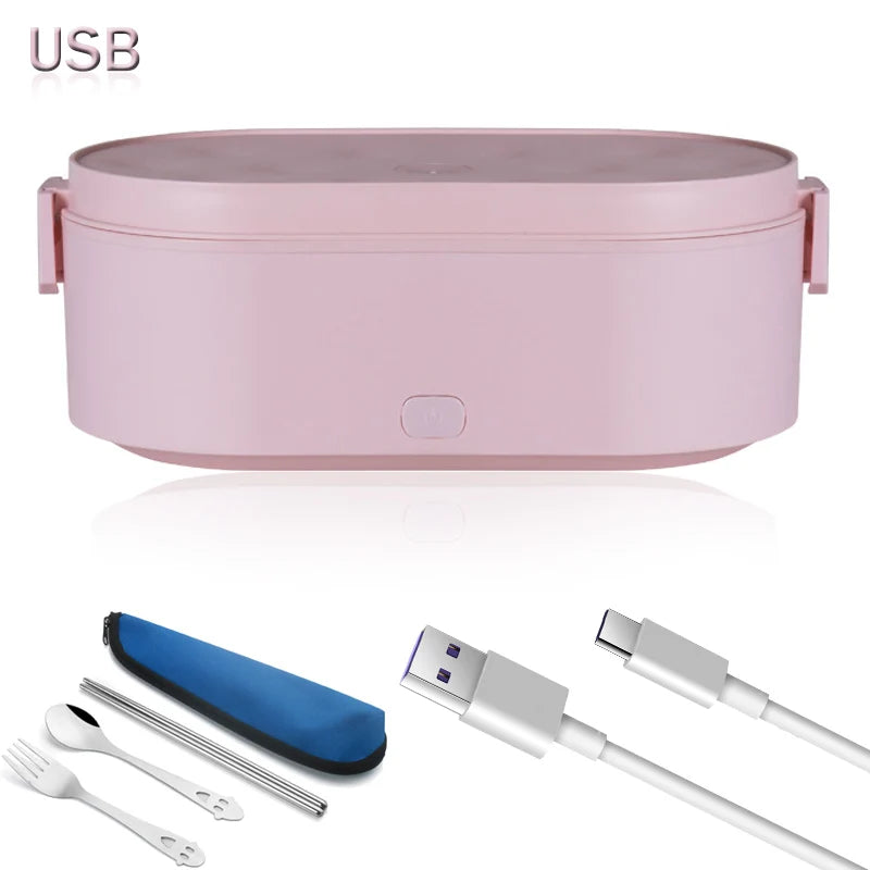 USB Heated Electric Lunch Box Stainless Steel Truck Car Home Office 24V 12V 5V2A Food Warmer Heating Container Heater Outdoor Eagle Aerie
