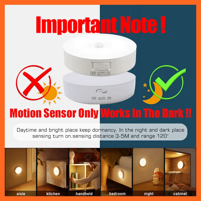 Motion Sensor Light USB Rechargeable Night Light LED Lamp for Kitchen Bedroom Stairs Hallway Cabinet Closet Wardrobe Nightlight Eagle Beacon