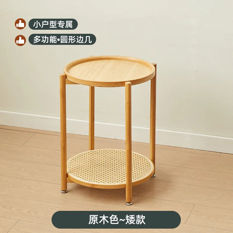 Eco-Friendly Bamboo Coffee Table -Sustainable Living Room Furniture Small Wicker Round Table in The Living Room Next To The Sofa Eagle Aerie
