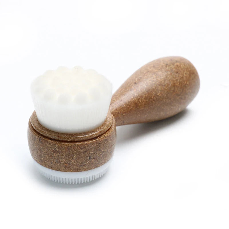 Facial Brush Double Sided Facial Cleanser Blackhead Removing Pore Cleaner Exfoliating Facial BrushCoconut Shred Handle Eagle Beacon