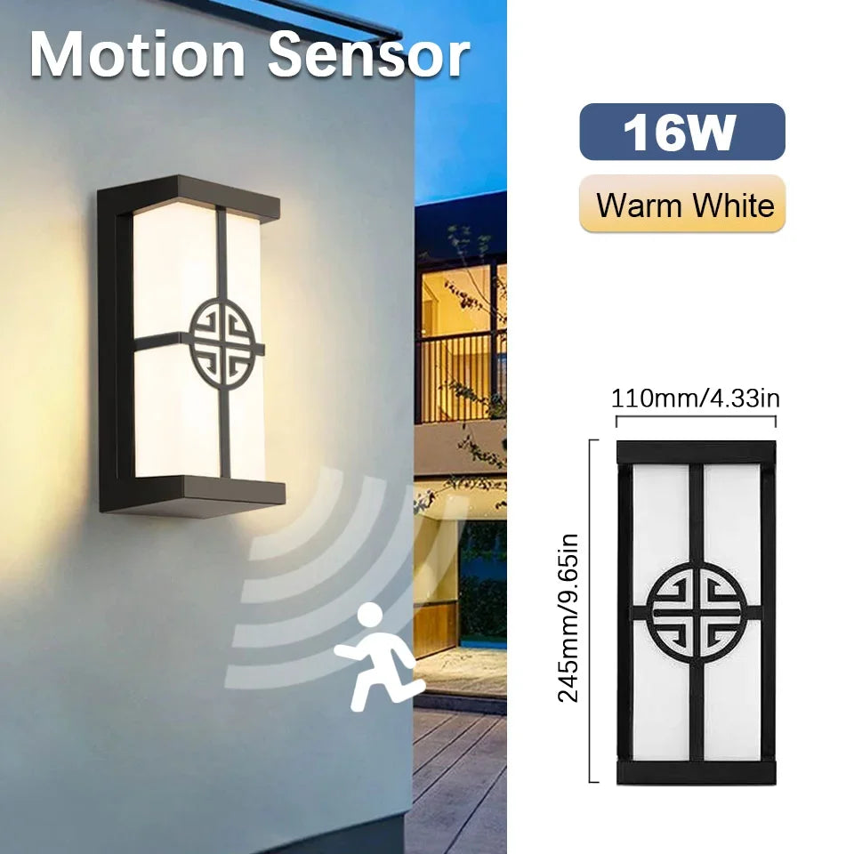 Motion Sensor LED Wall Light 16W Indoor&Outdoor Waterproof IP66 Porch Wall Lamp Home Sconce Decoration Lighting Eagle Beacon