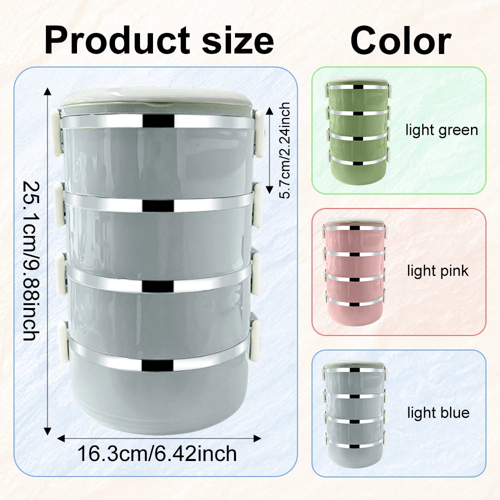1 set of 4-layer lunch boxes, stainless steel insulated bucket lunch boxes, stackable bento boxes, used for lunch and camping Eagle Aerie