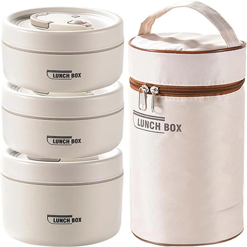 Portable Insulated Food Lunch Container Set with Thermal Lunch Box 3 Separate Stackable Lunch Container for Adult Kids Eagle Aerie