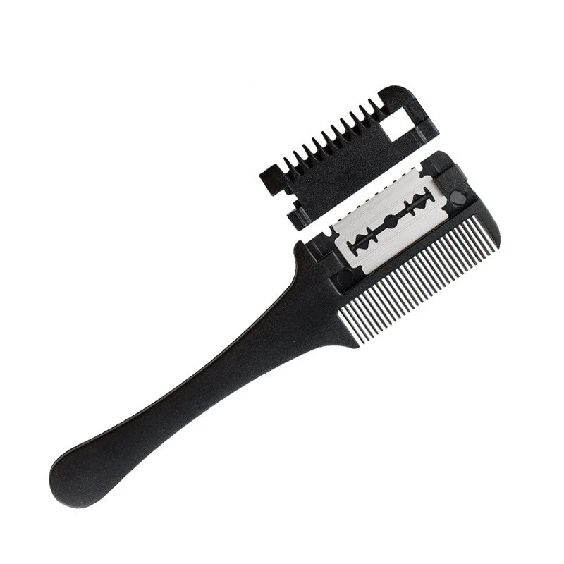 Hair Cutting Comb Hair Brushes with Razor Blades Barber Scissors Hair Salon Thinning Hairdressing DIY Styling Tools Black Handle Eagle Beacon