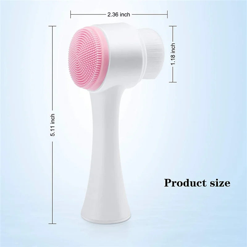 3D Double Silicone Facial Cleansing Brush Manual Massage Facial Brush Soft Bristles Exfoliator Double Sided Face Wash Brush Eagle Beacon