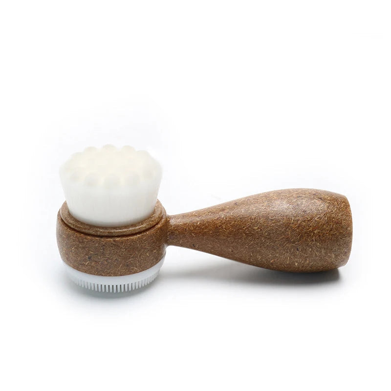 Facial Brush Double Sided Facial Cleanser Blackhead Removing Pore Cleaner Exfoliating Facial BrushCoconut Shred Handle Eagle Beacon