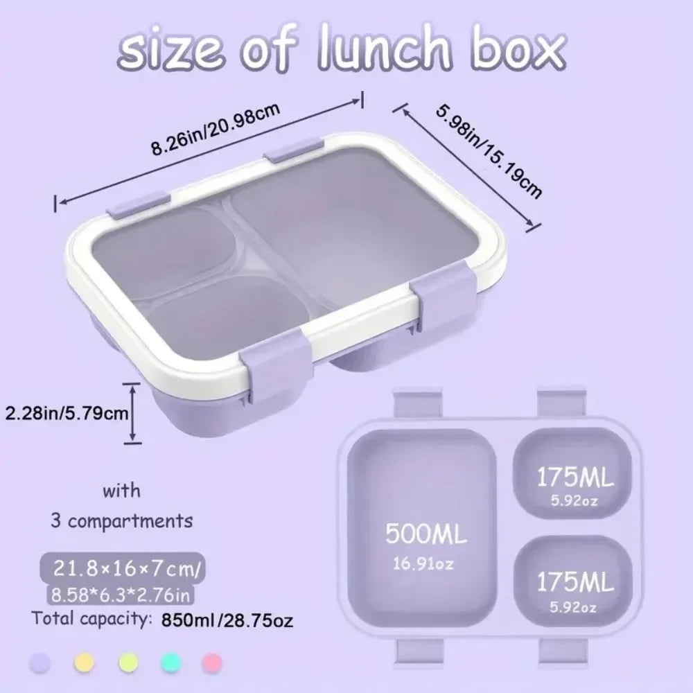 Lunch Box with Lids 3 Compartment Meal Prep Containers Reusable Leakproof Stackable Food Storage Containers for Office Travel Eagle Aerie
