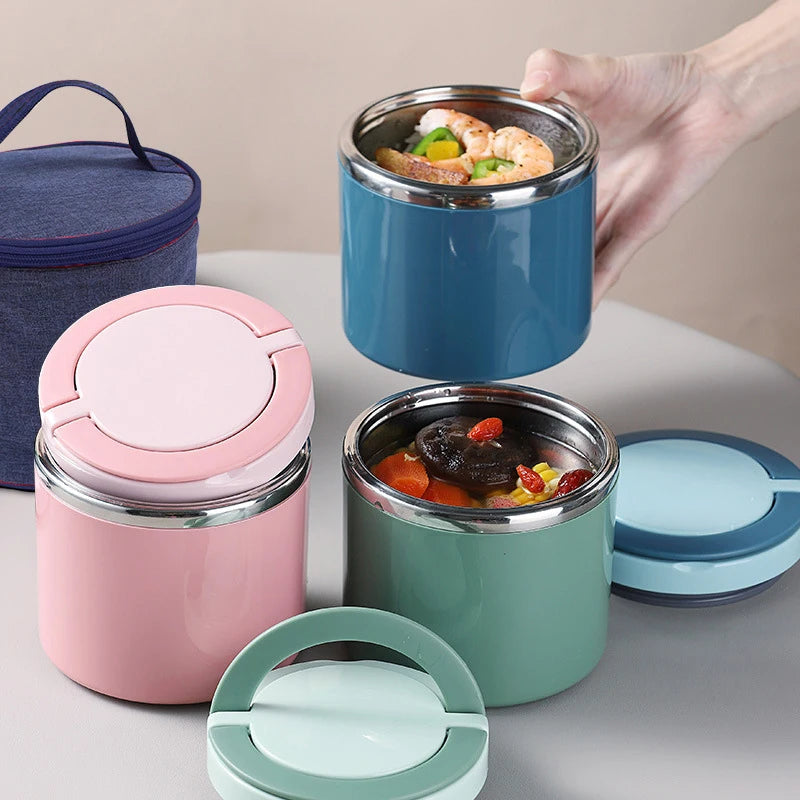 Lunch Box Student Food Container Stainless Steel Insulated Lunch Box Rice Bucket Round Large Capacity Breakfast Cup Eagle Aerie