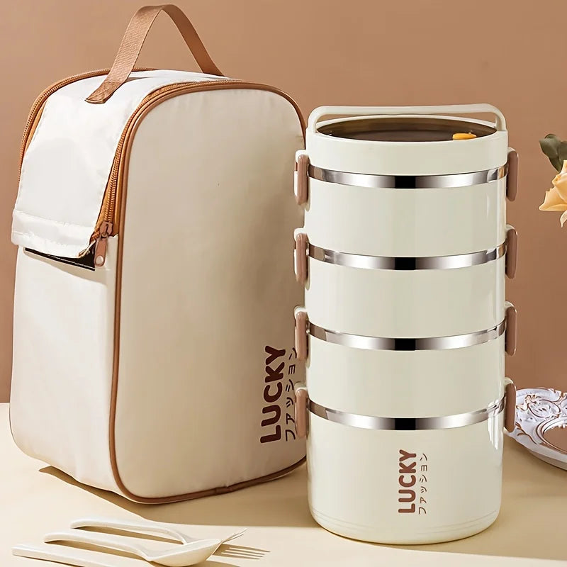 large-capacity stainless steel lunch box with a thermal lunch bag – a heat-sealed lunch box for use in schools, during camping Eagle Aerie