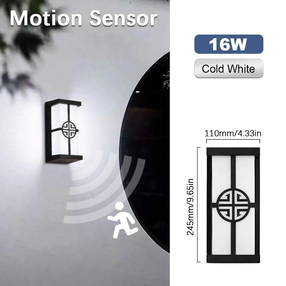 Motion Sensor LED Wall Light 16W Indoor&Outdoor Waterproof IP66 Porch Wall Lamp Home Sconce Decoration Lighting Eagle Beacon