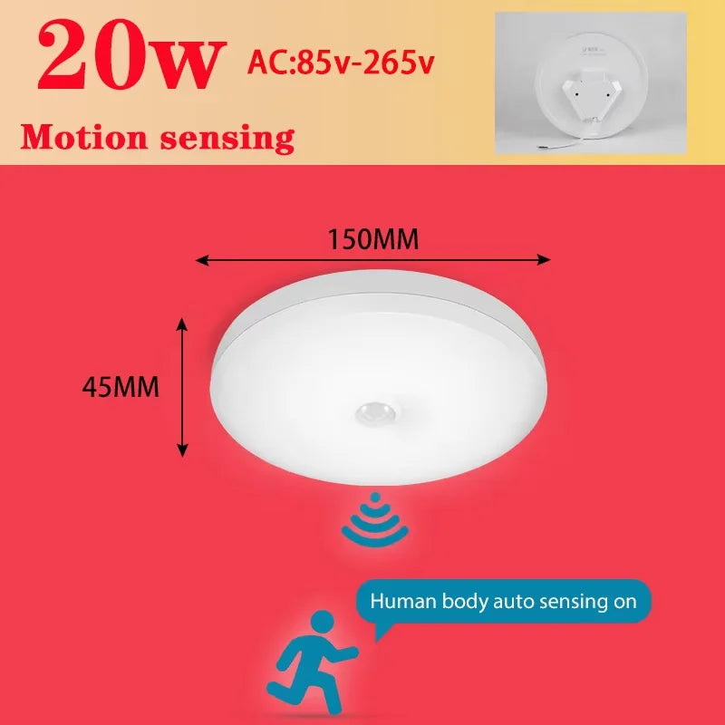 Motion Sensor Ceiling Light Modern Smart Sensor LED Lamp Human Infrared Sensing Lamp Indoor for Garage Corridor Lighting Fixture Eagle Beacon