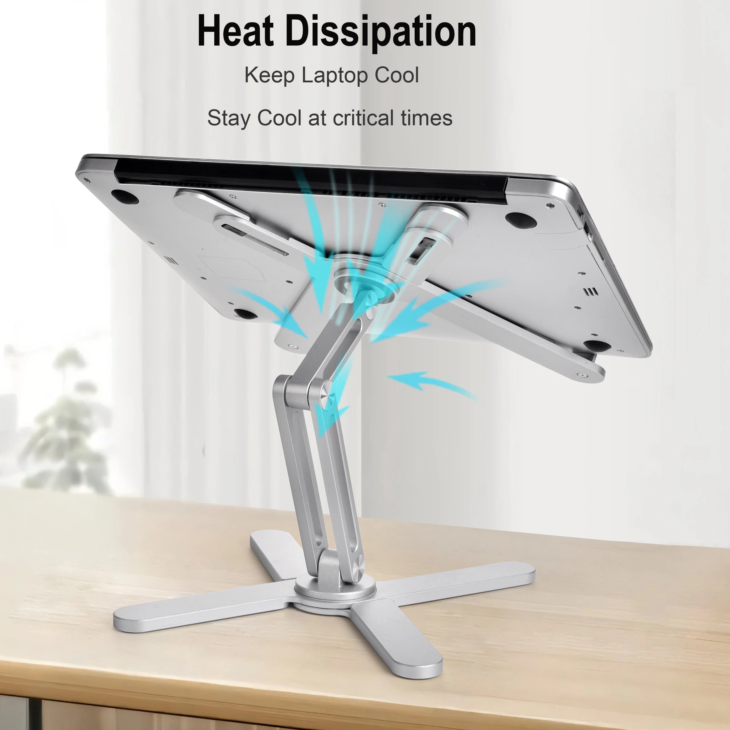 Foldable Laptop Stand 360°Rotation Notebook Table Adjustable Aluminum Alloy Holder Portable X Type Bracket for 10-17 inch Laptop Eagle Beacon