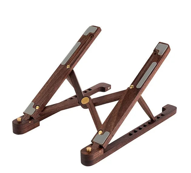Wood Laptop Stand Foldable 8 Levels Height Adjustable Portable Notebook Holder Computer Support for MacBook Air Pro 11-17'' Eagle Beacon