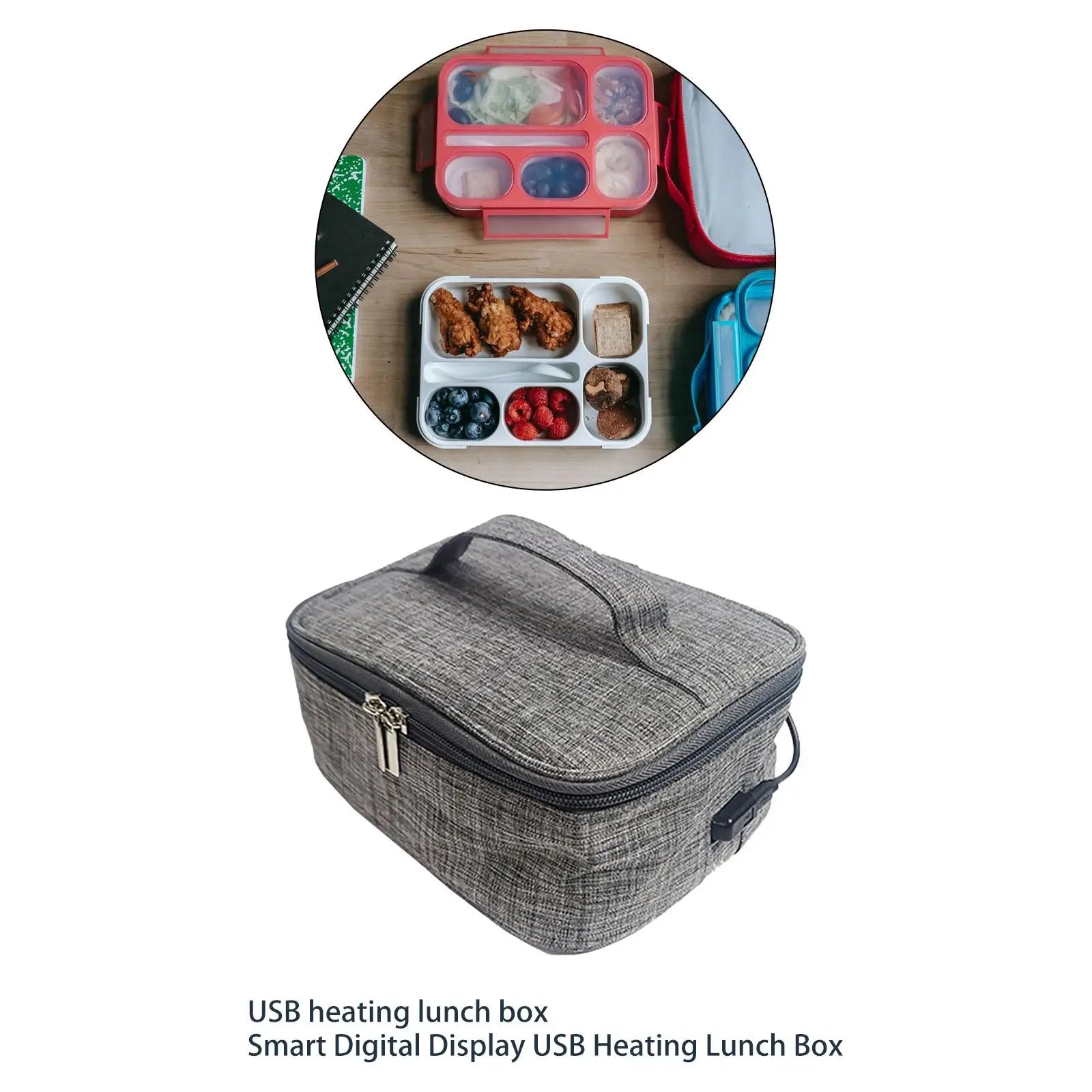 USB Heated Lunch Boxes Bag Container Oxford Cloth with Zipper Food Warmer Waterproof Material Portable Oven Reusable Convenient Eagle Aerie