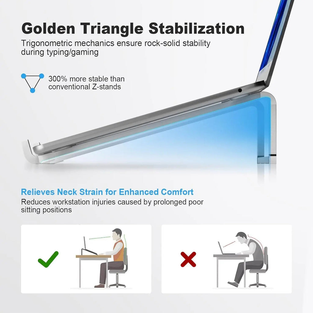 A Foldable Laptop Stand Suitable for Desktops, A Universal Laptop Ventilation Stand in Silvery Eagle Beacon