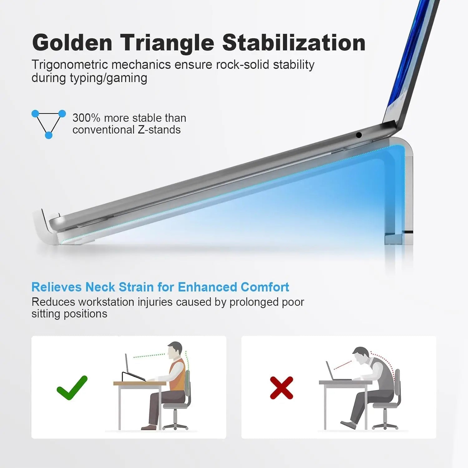 A Foldable Laptop Stand Suitable for Desktops, A Universal Laptop Ventilation Stand in Silvery Eagle Beacon