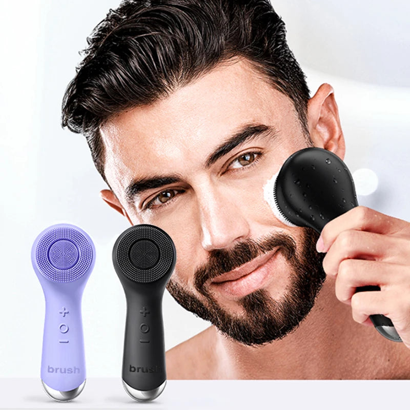 Facial silicone cleansing brush with dual rotation and vibration modes, facial vibration massage, USB charging facial brush Eagle Beacon
