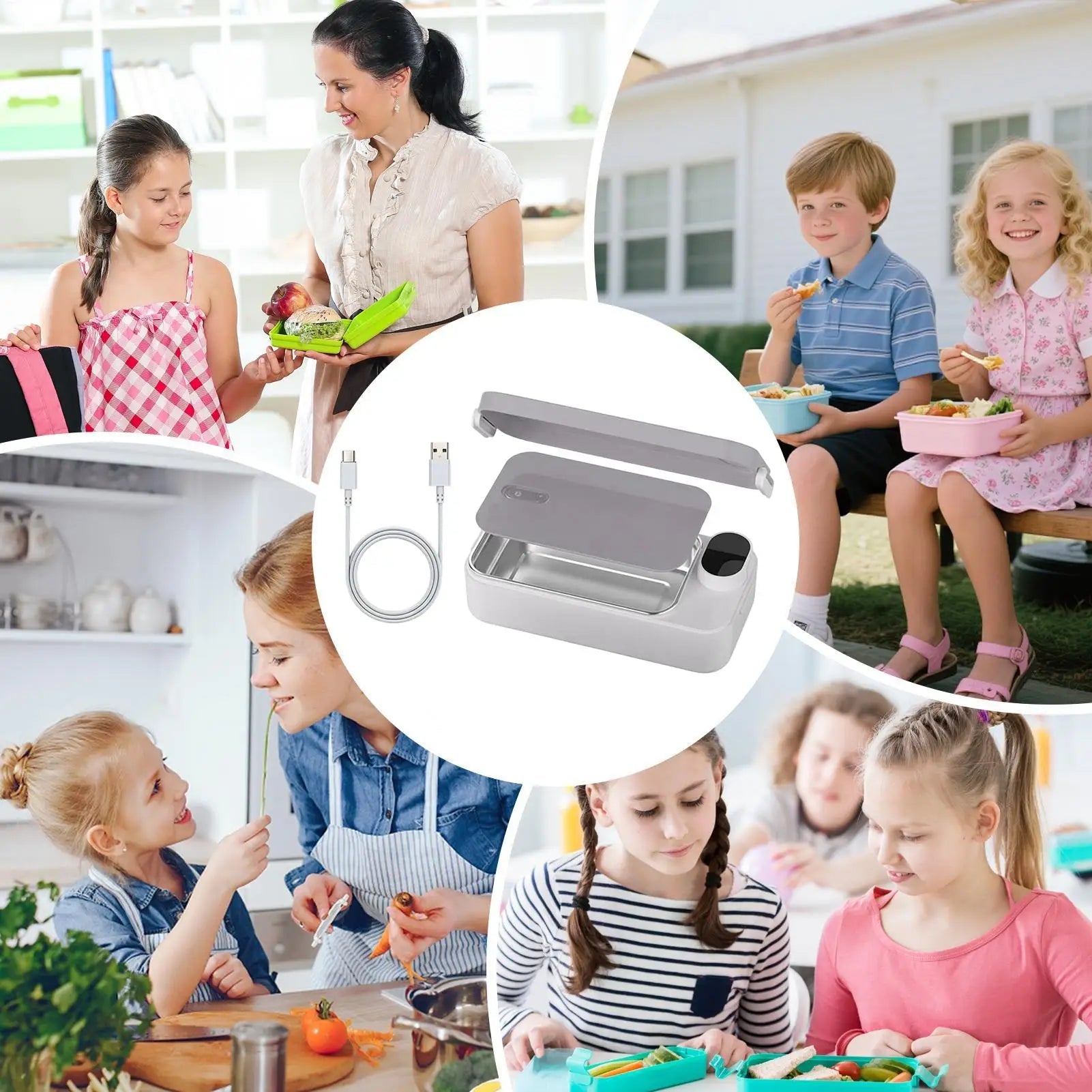 Heated Lunch Box Rechargeable Portable Warmer Portable Electric Lunch Box with Stainless Steel Container for Kids Boys Girls Eagle Aerie