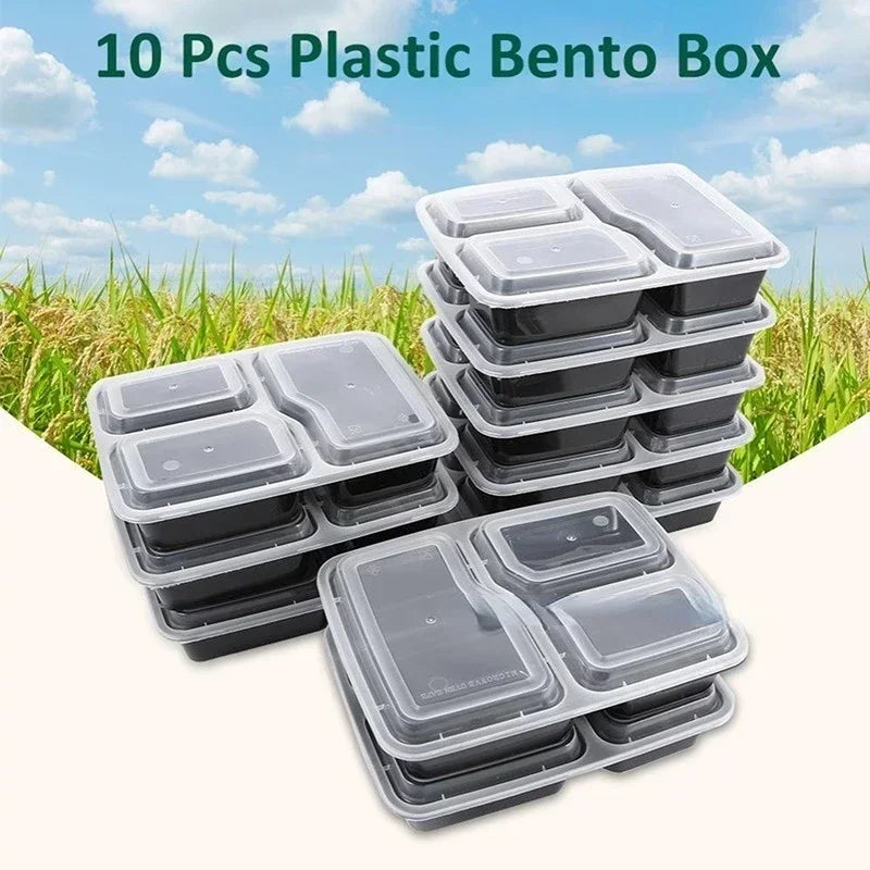 Plastic Reusable Bento Box Meal Storage Food Prep Lunch Box 1/2/3 Compartment Reusable Microwavable Containers Home Lunchbox Eagle Aerie