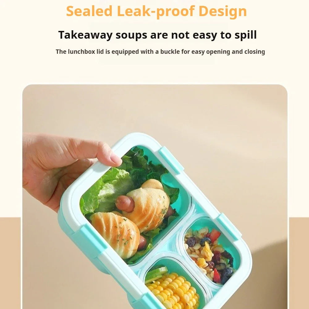 Lunch Box with Lids 3 Compartment Meal Prep Containers Reusable Leakproof Stackable Food Storage Containers for Office Travel Eagle Aerie