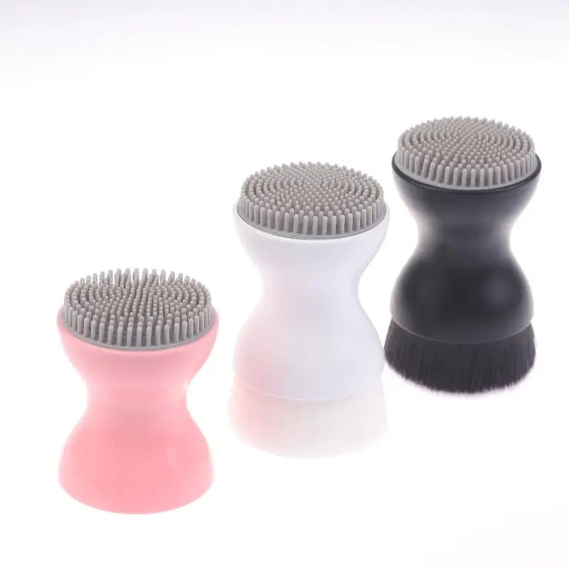 Double-Sided Mini Manual Facial Cleansing Brush Silicone Massage Face Brush Soft Bristles Handheld Cleaning Device Pore Cleaner Eagle Beacon