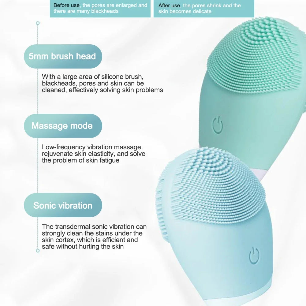Electric Facial Cleansing Brush Face Skin Care Tools Waterproof Silicone Sonic Cleanser Facial Eagle Beacon