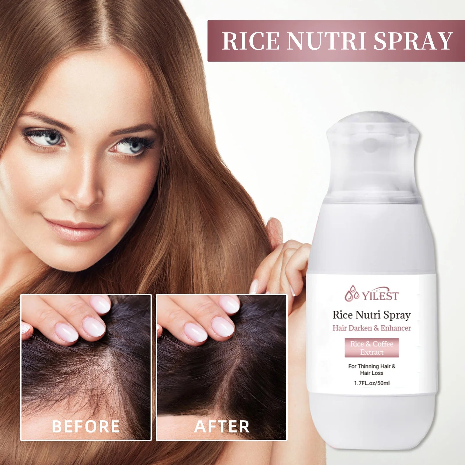 Hair Helper Spray, Rice Water Spray,Hair Strengthens Thickening,Natural Spray Stimulates Growth Soothes Scalp for Thinning Hair Eagle Beacon