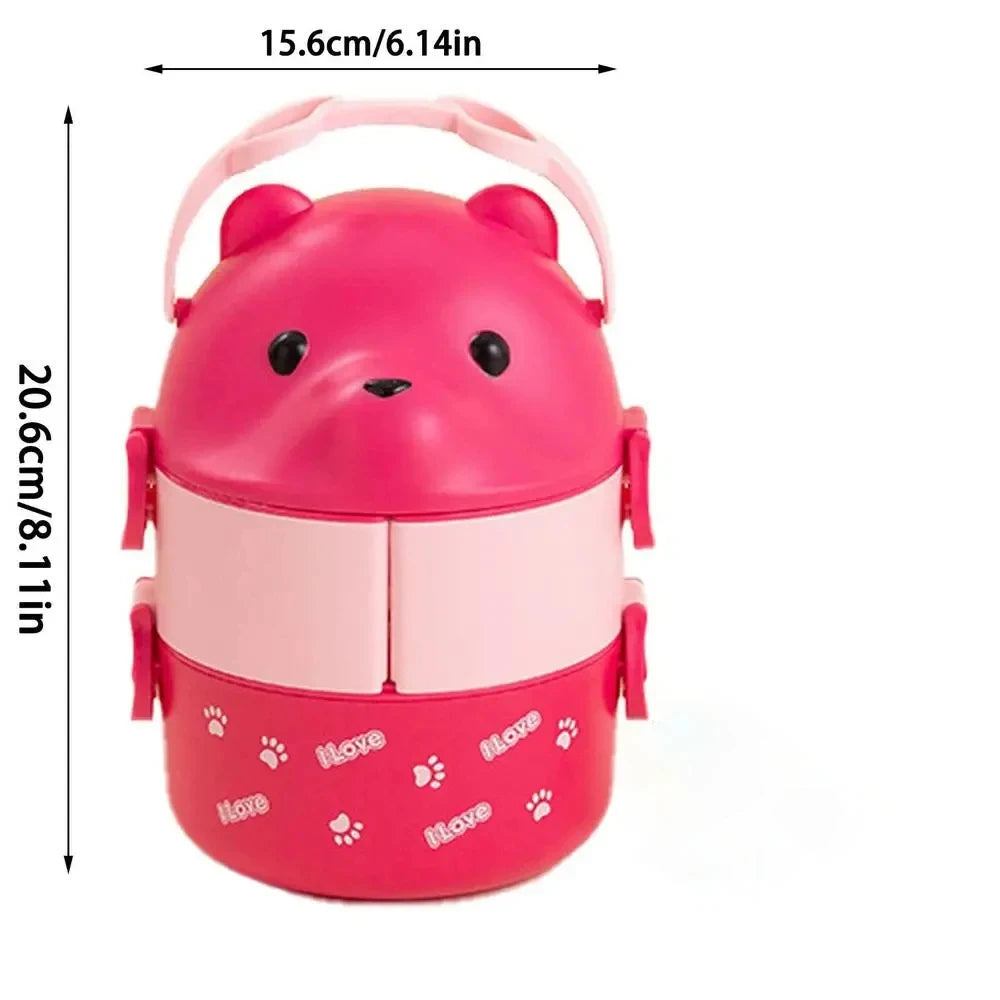 Lunch Box Portable Insulated Lunch Container Set Stackable Bento Cartoon Eyeglass Bear Shape Food Storage Container For Kids Eagle Aerie