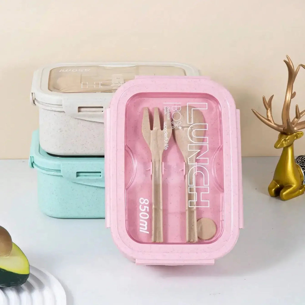 1pc-Tableware Lunch Box Can Be Microwave Heated, Wheat Straw Bento Box, Japanese Solid Color Square Sealed Lunch Box Eagle Aerie