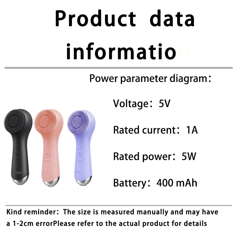 Facial silicone cleansing brush with dual rotation and vibration modes, facial vibration massage, USB charging facial brush Eagle Beacon